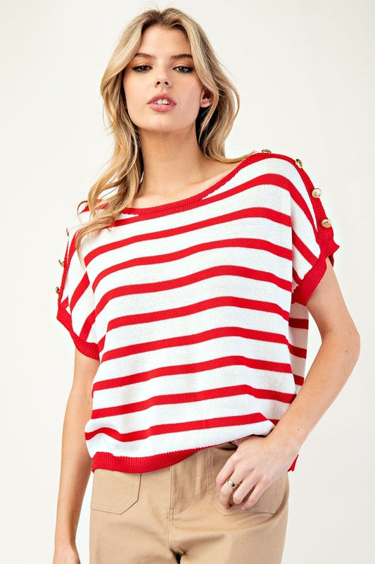 Button Shoulder Top