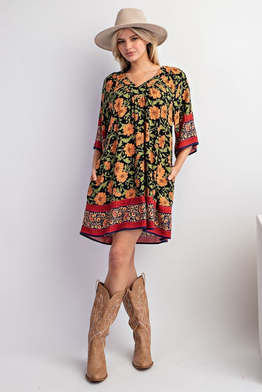 Border Print Dress