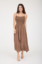 Polka Dot Smocked Midi Dress