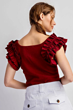 Ruffled Sleeve Top