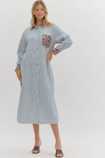 Stripe Leopard Midi Dress