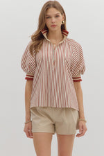Stripe half-zip top