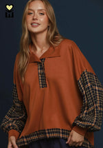 Plaid Contrast Pullover