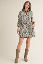 Baroque Front Zip Dress