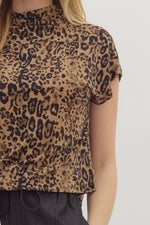 Mock Neck Leopard Top