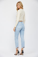 Mid Rise Cigarette Crop Jean