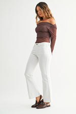 White Cropped Flare Denim