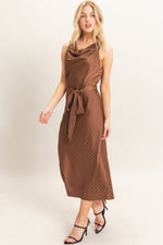 Diagonal Stripe Satin Dress