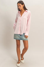 Satin Button Front Blouse