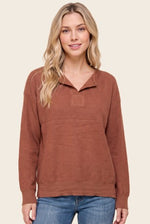 Split Mini Waffle Sweater