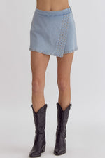 Acid Wash Denim Skort