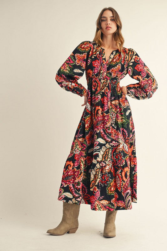 Smocked Paisley Midi