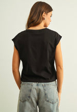 Pleated Cap Sleeve Tee