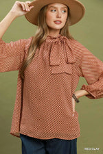 Dot Tie Neck Blouse