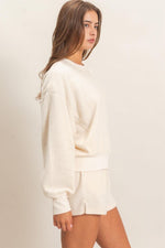 Contrast Fleece Shorts Set