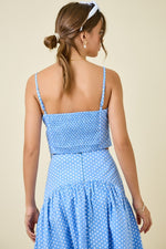 Lt Blue Polka Dot Crop Top