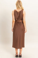 Diagonal Stripe Satin Dress