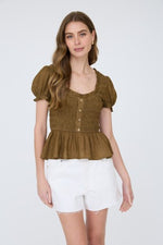Smocked Peplum Top