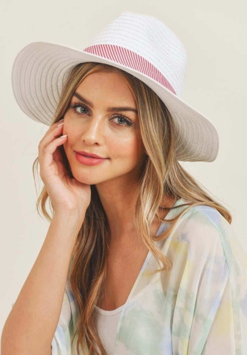 Striped Ribbon Straw Hat