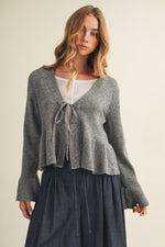 Tie Front Peplum Sweater