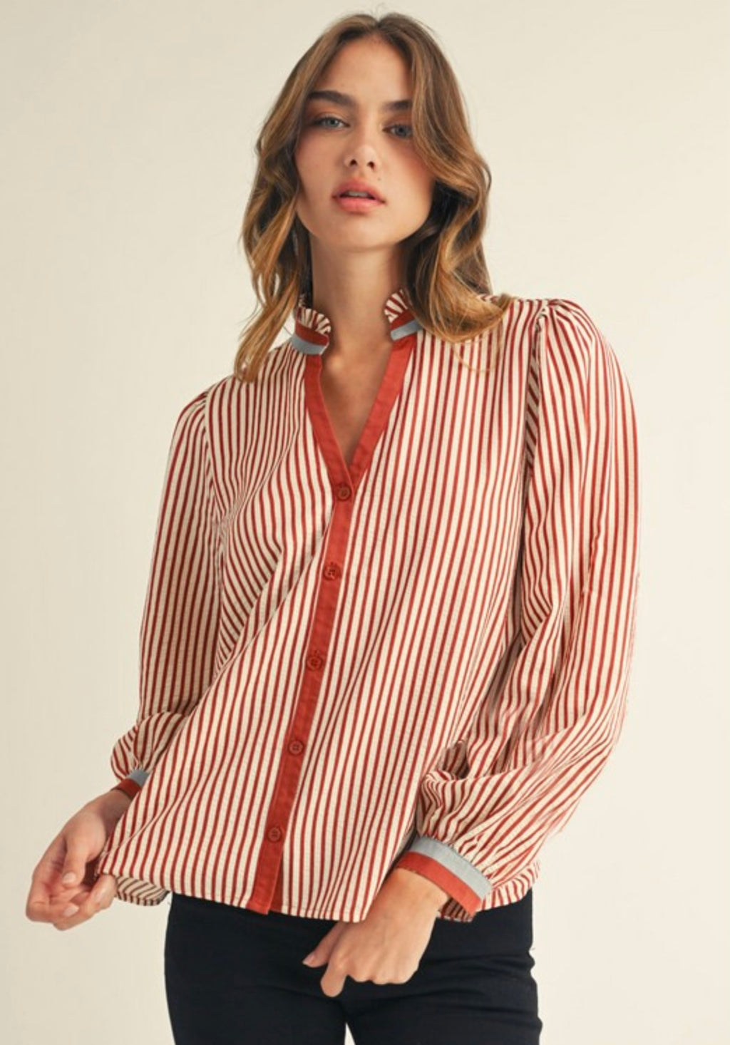 Ruffle Stripe Blouse