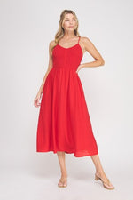 Red Smocked Maxi