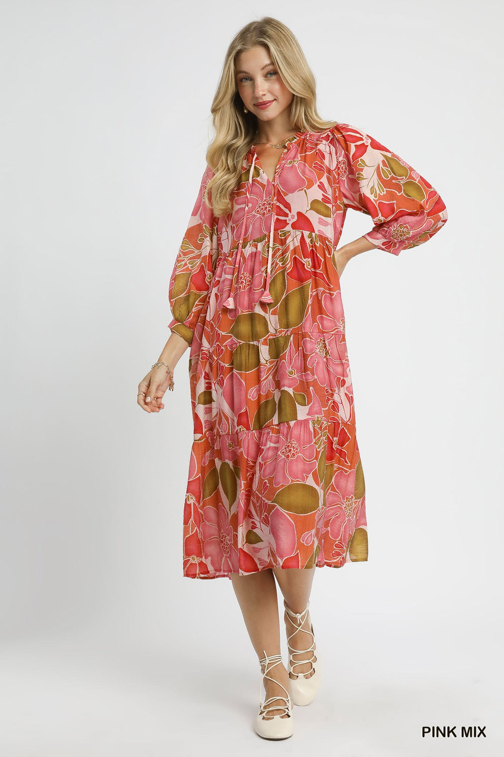 Retro Floral Midi Dress