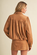 Gathered Suede Jacket
