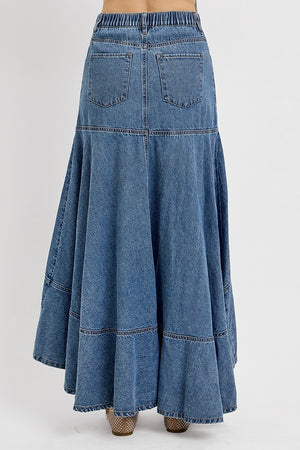 High-Low Denim Skirt