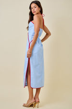 Contrast Piping Midi Dress