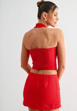 Linen Halter Crop Top