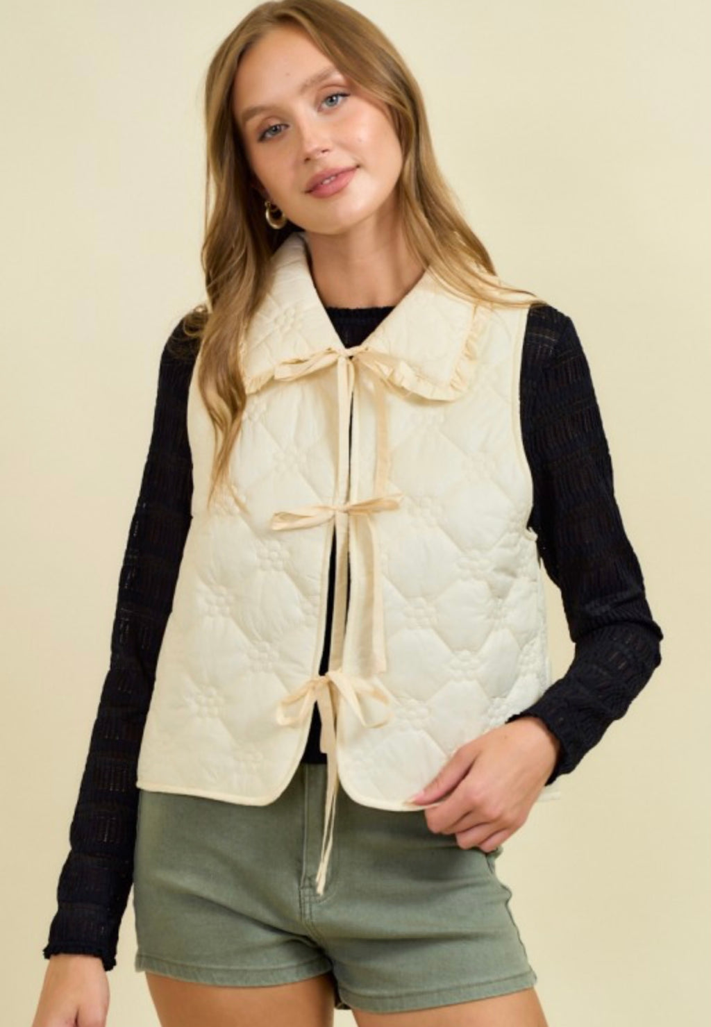 Ruffled Tie Front Vest