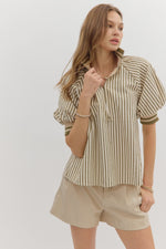 Stripe half-zip top