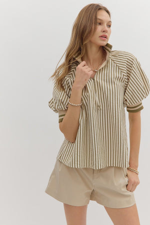Stripe half-zip top