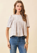 Pleated Metallic Top