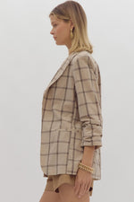 Grid Print Blazer