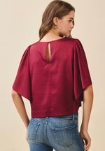Flutter Sleeve Satin Top