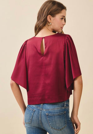 Flutter Sleeve Satin Top