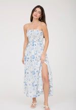 Strapless Plant Motif Midi Dress