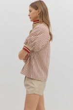 Stripe half-zip top