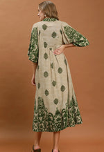 Border Print Smocked Midi