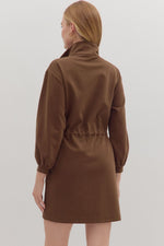 Coffee Half Zip Dress