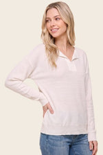 Split Mini Waffle Sweater