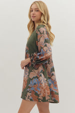 Olive Floral Mini Dress