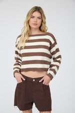 Exposed Hem Striped Sweater