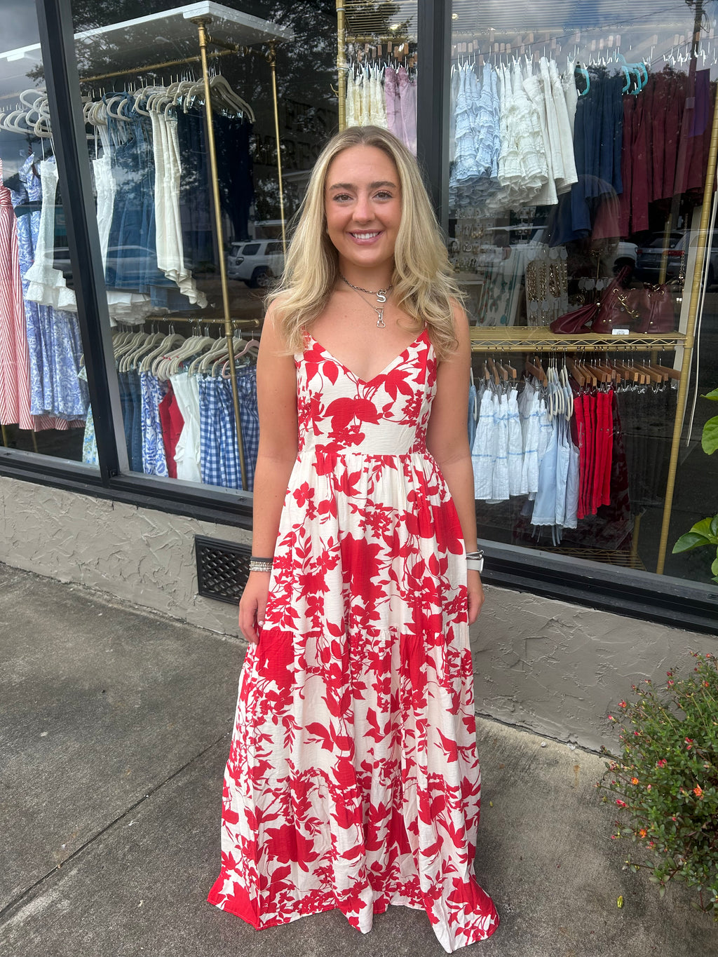 Red Floral Maxi Dress