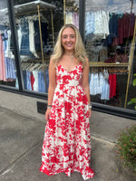 Red Floral Maxi Dress