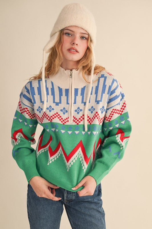 Bright Geo Sweater