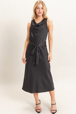 Diagonal Stripe Satin Dress