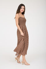 Polka Dot Smocked Midi Dress